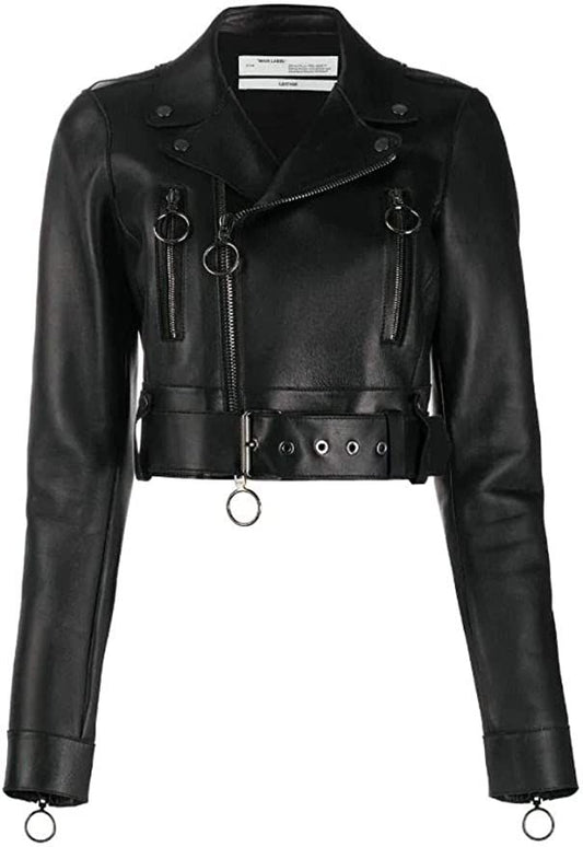 Sleek Black Leather Jacket with Emblem Design