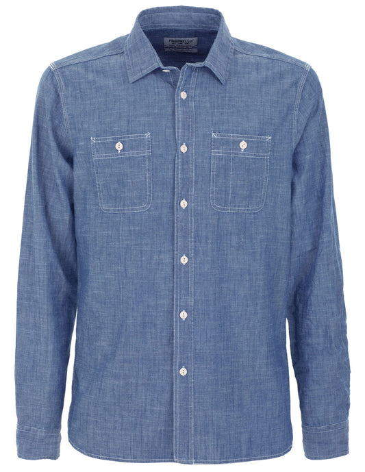 Chic Denim Chest Pocket Shirt