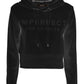 Glitzy Logo Embellished Black Hoodie