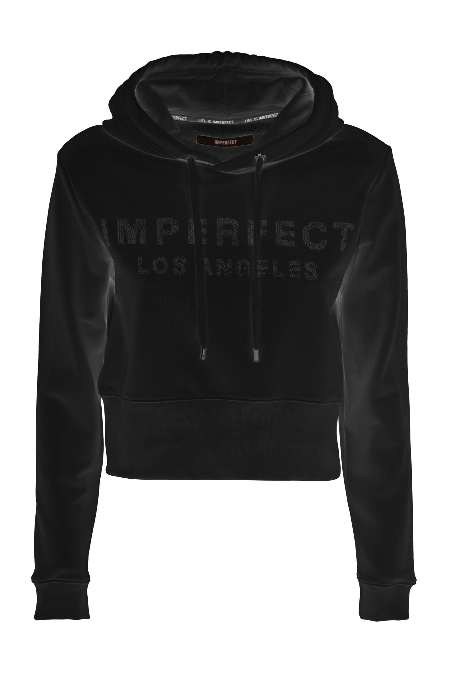 Glitzy Logo Embellished Black Hoodie