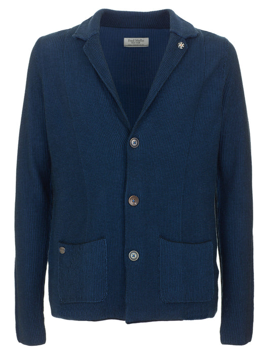 Elegant Cotton Men's Casual Blue Jacket