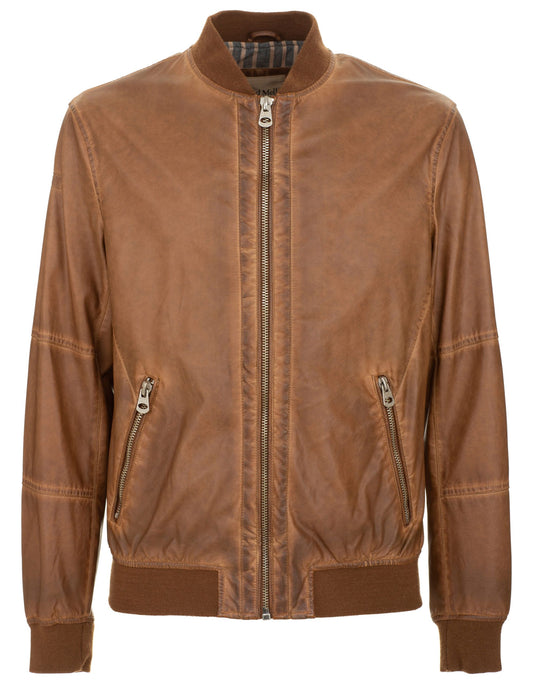 Chic Brown Faux Leather Zip Jacket