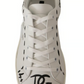 Elegant White Nylon Sneakers with Red Accents