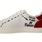 Elegant White Nylon Sneakers with Red Accents