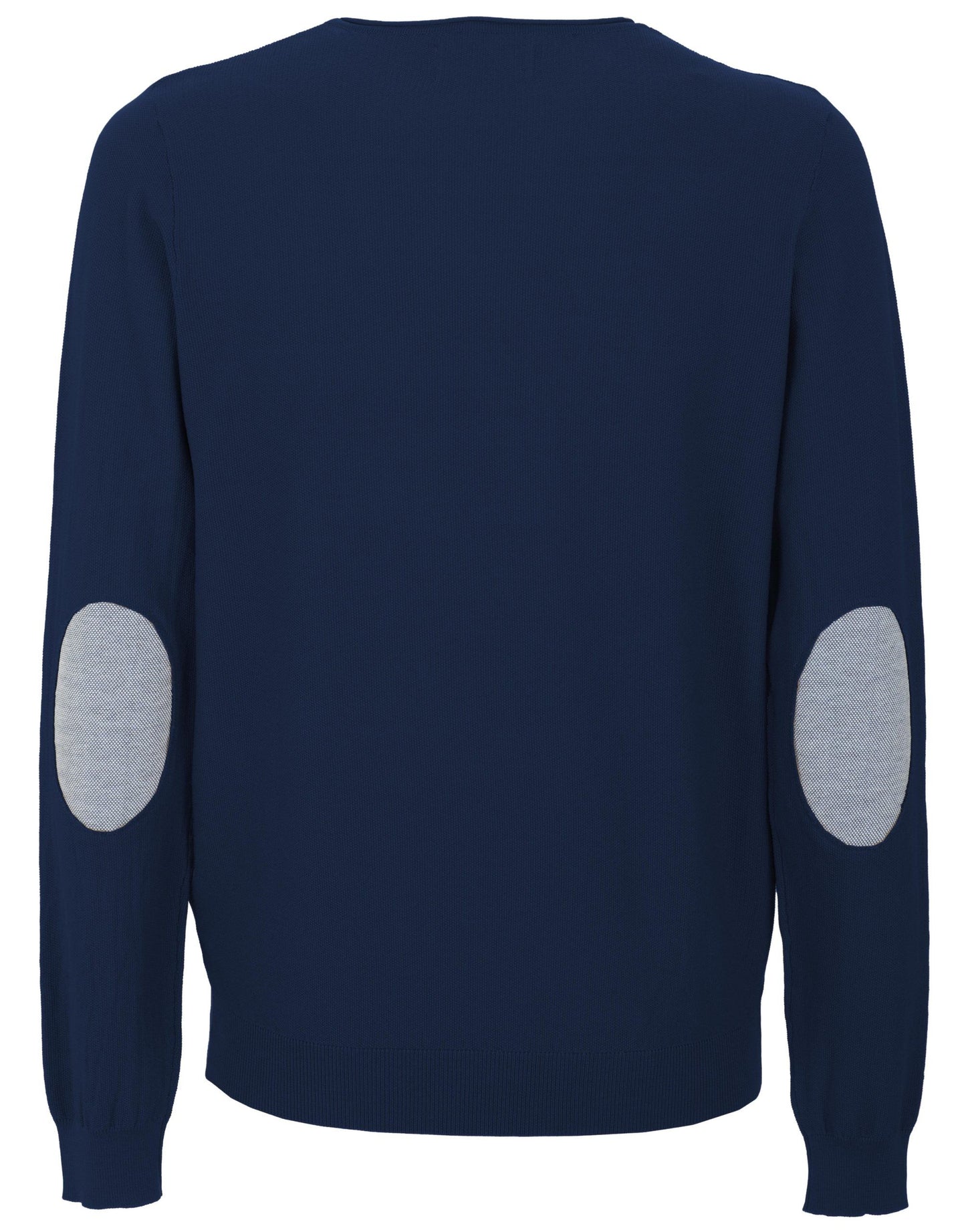 Cotton Blend Crew Neck Sweater with Elbow Patches