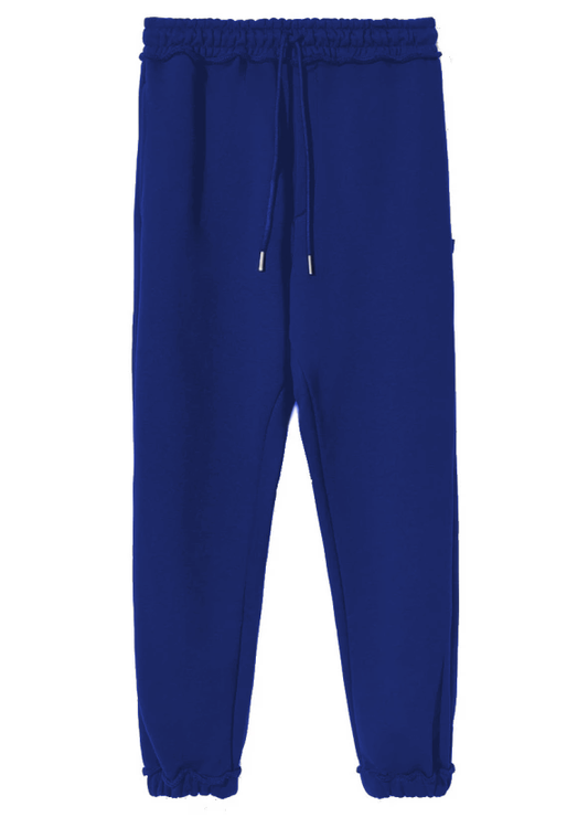 Chic Cotton Drawstring Sweatpants - Blue