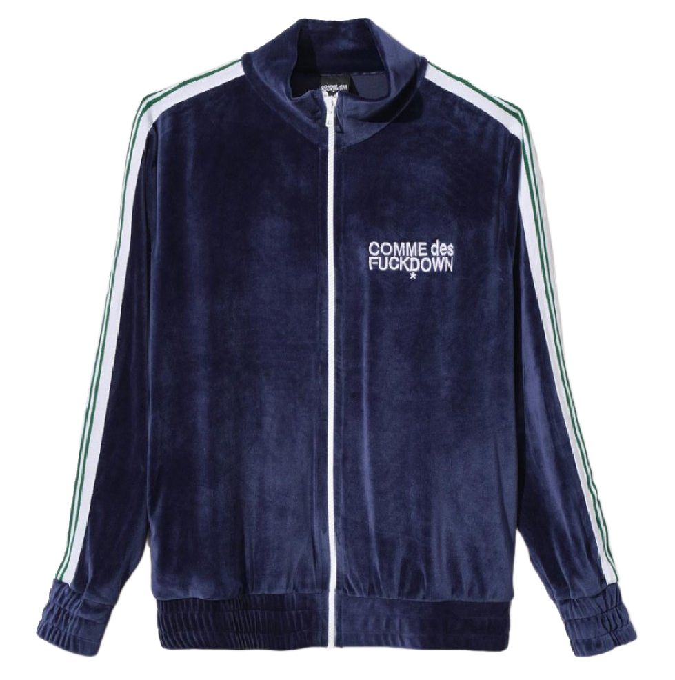 Chic Velour Track Jacket with Embroidered Logo