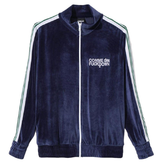 Chic Velour Track Jacket with Embroidered Logo