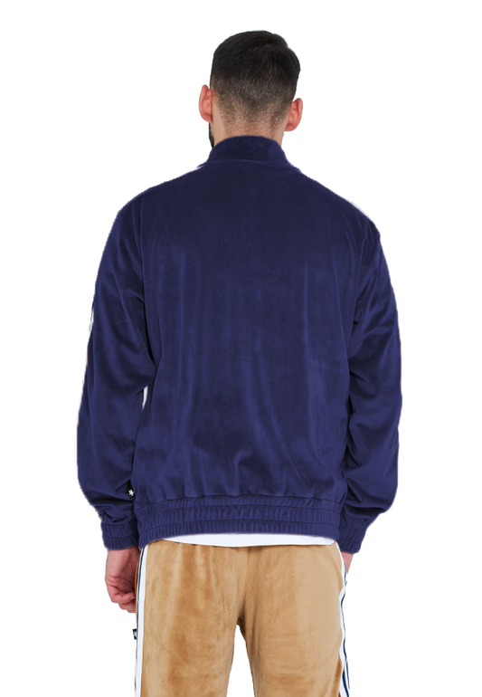 Chic Velour Track Jacket with Embroidered Logo