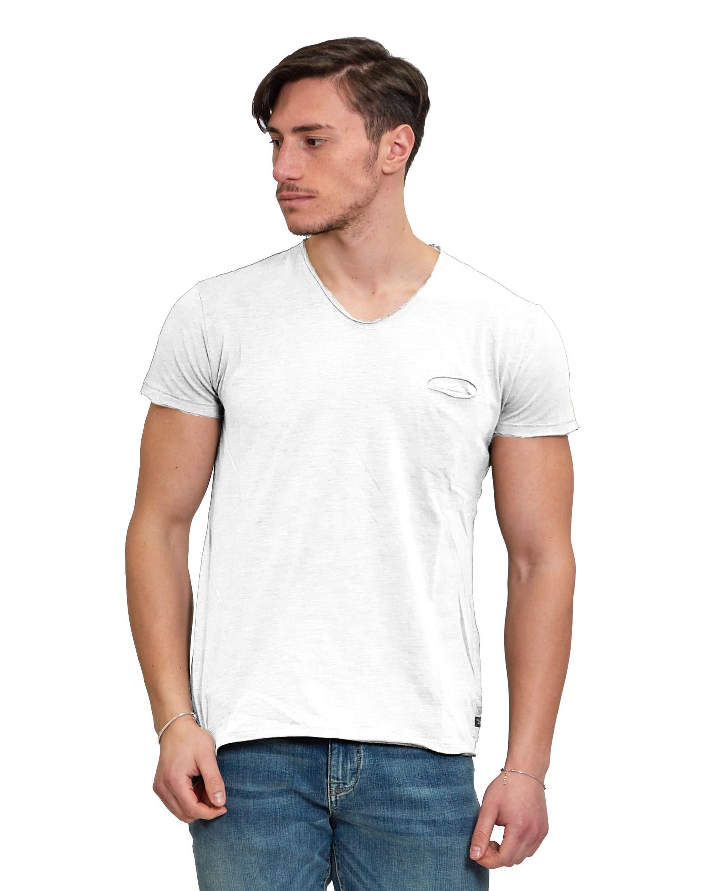 White Printed Crew Neck Men's Tee