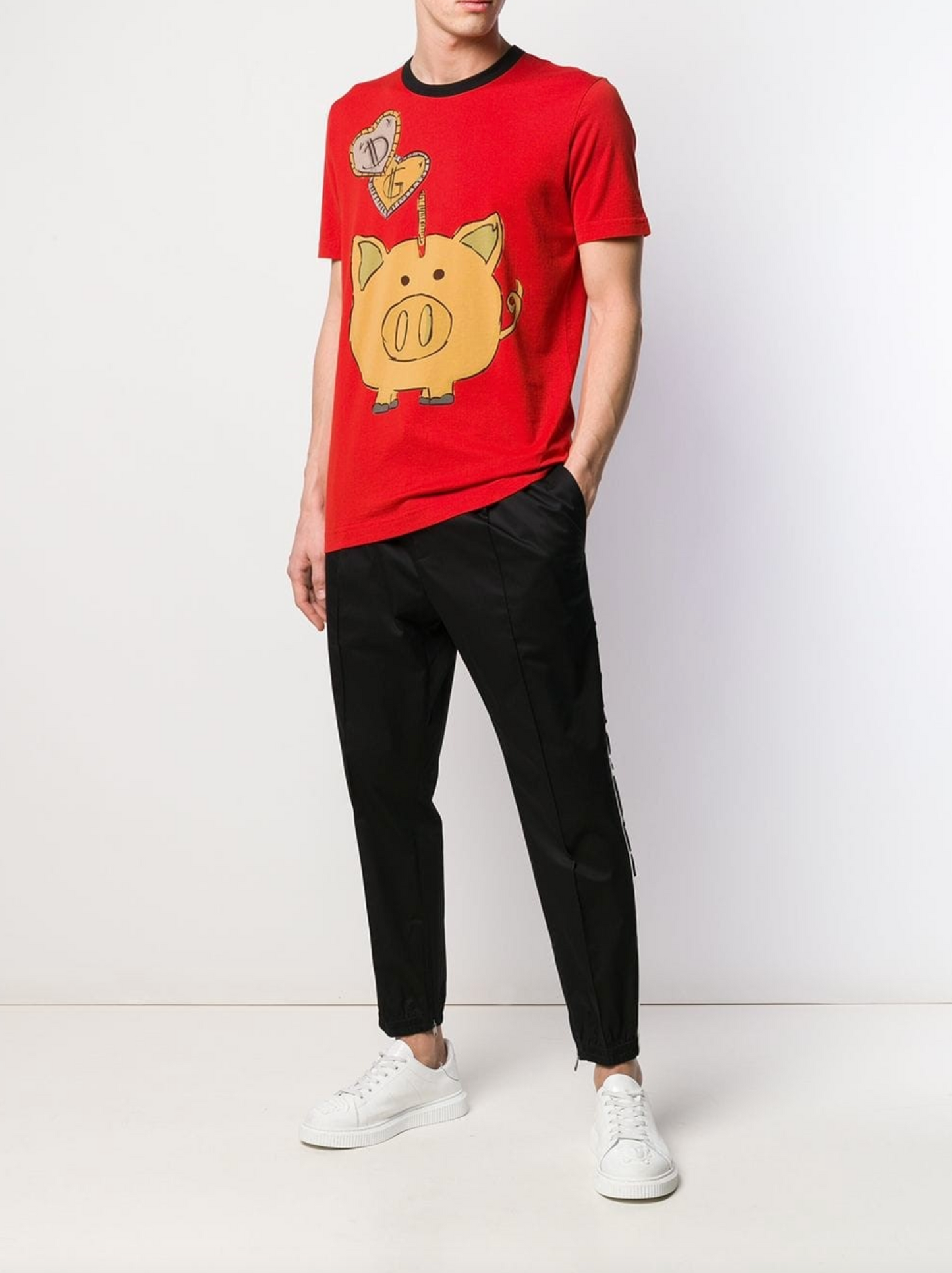 Sleek Red Cotton Designer Tee