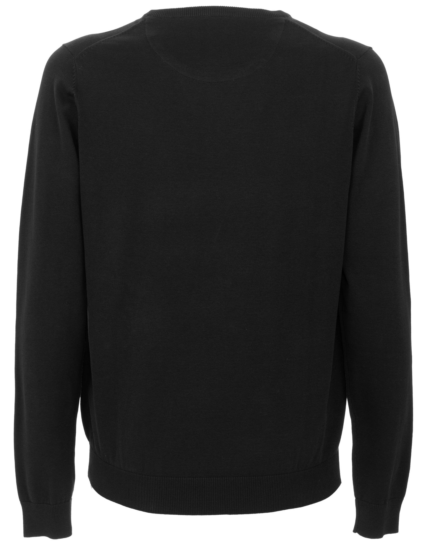 Elegant Crew Neck Cotton Sweater - Black