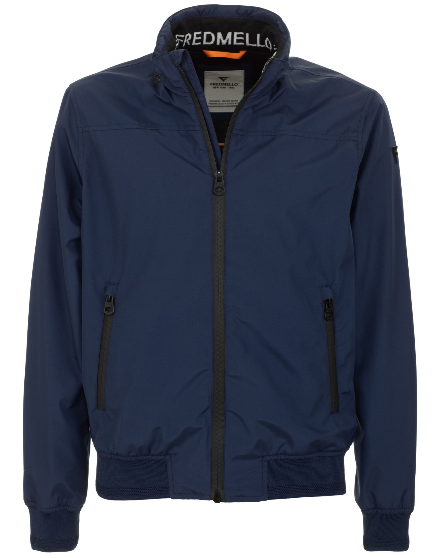 Sleek Blue Windbreaker With Concealed Hood