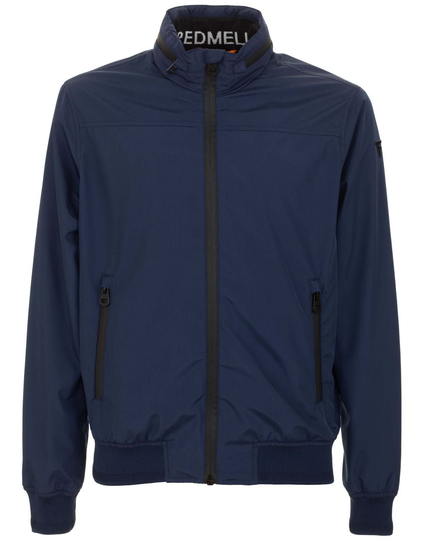 Sleek Blue Windbreaker With Concealed Hood