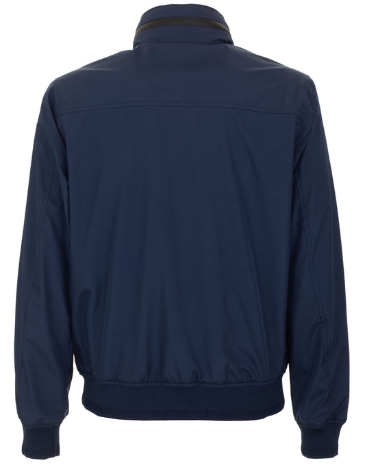 Sleek Blue Windbreaker With Concealed Hood