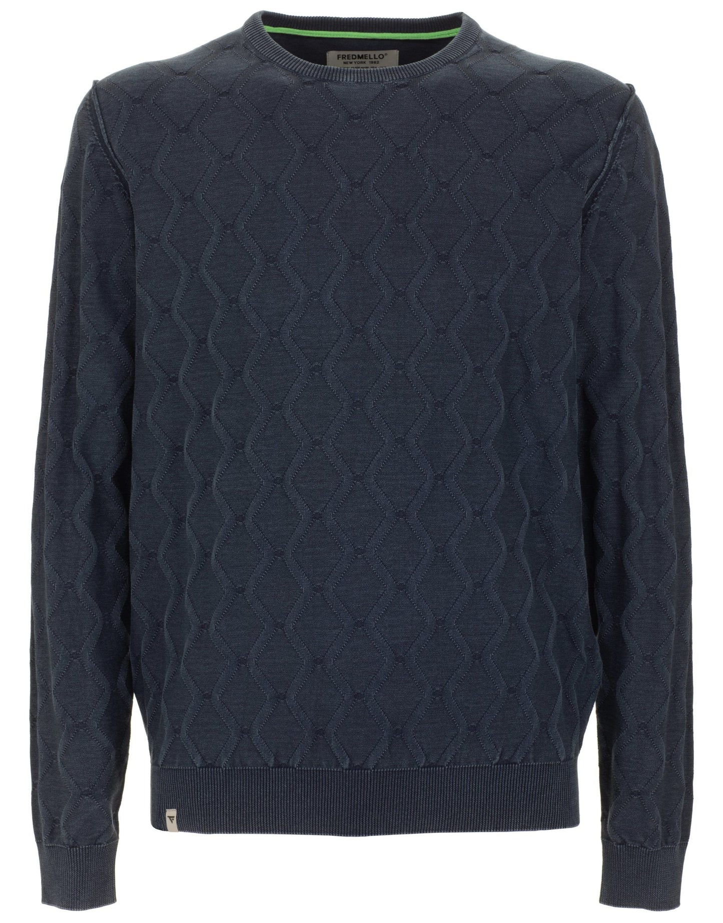 Diamond Stitch Cotton Crew Neck Sweater