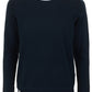 Chic Blue Cotton Crew Neck Sweater with Contrast Collar