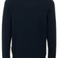 Chic Blue Cotton Crew Neck Sweater with Contrast Collar