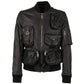 Sleek Lambskin Multipocket Military Jacket