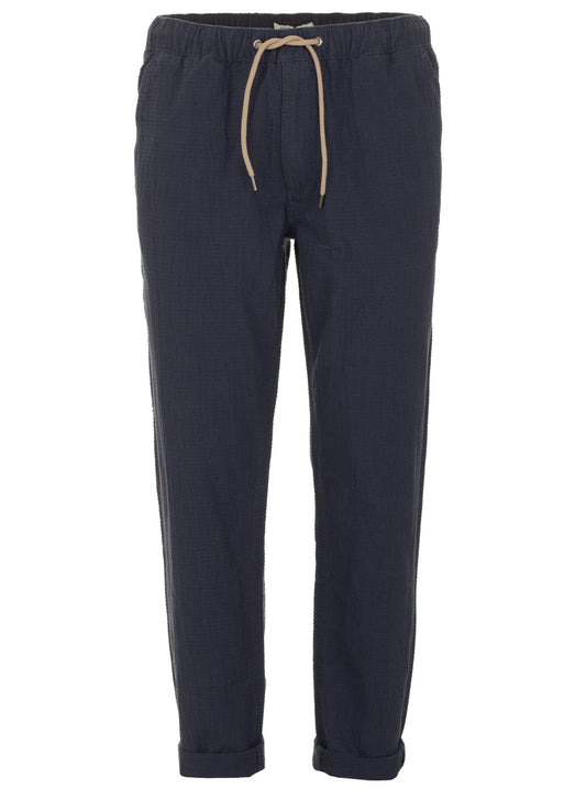 Chic Stretch Trousers with Zip and Drawstring Closure