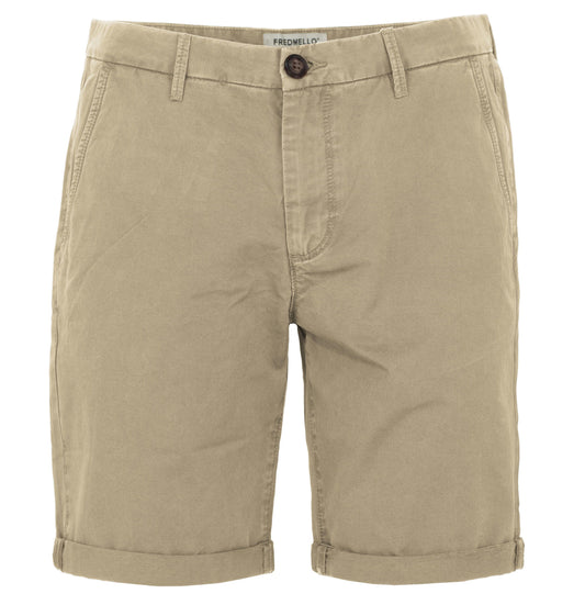 Beige Cotton Bermuda Shorts for Men