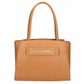 Chic Brown Eco-Leather Shopper with Silver Logo