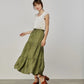 Elegant Long Green Linen Skirt