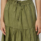 Elegant Long Green Linen Skirt