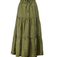 Elegant Long Green Linen Skirt
