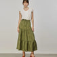 Elegant Long Green Linen Skirt