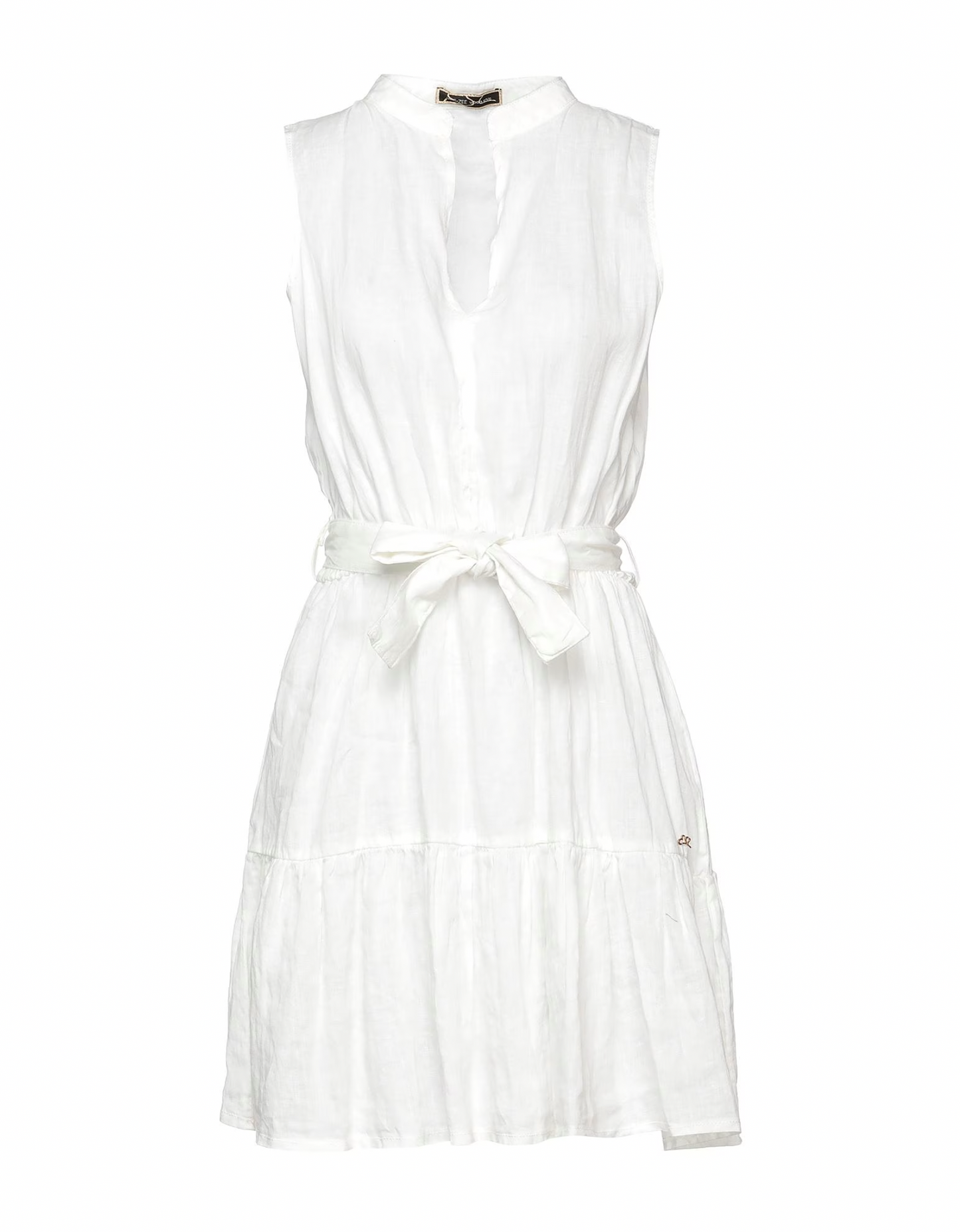 Chic Trapezoid Cut Short Linen Dress in White