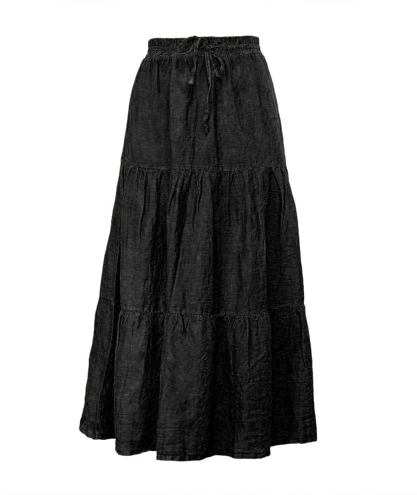 Chic Black Linen Long Skirt for Elegant Evenings