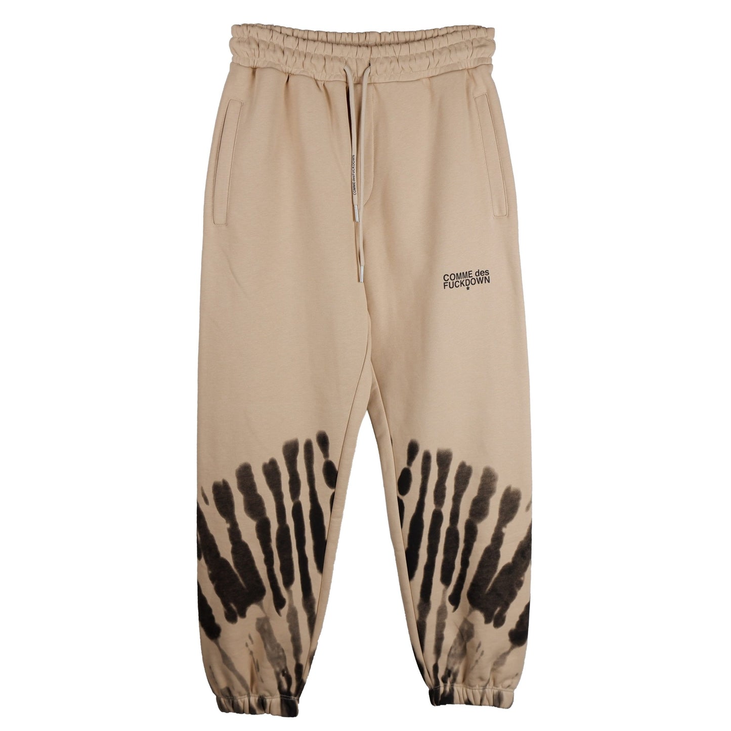 Chic Beige Graphic Cotton Sweatpants