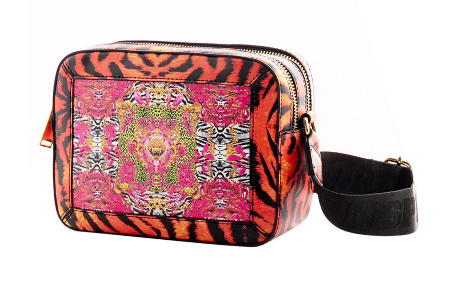 Fuchsia Double Zip Crossbody Elegance