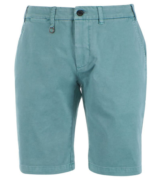 Chic Green Cotton Bermuda Shorts - Stretch Fit