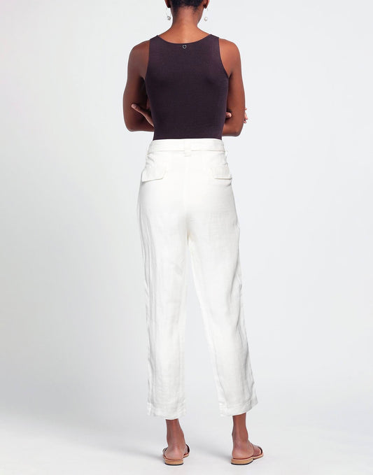 Chic White Linen Cargo Pants - Comfort Fit