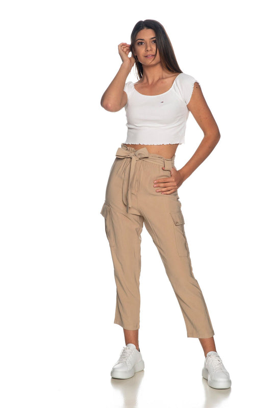 Beige Comfort-Fit Elegance Trousers