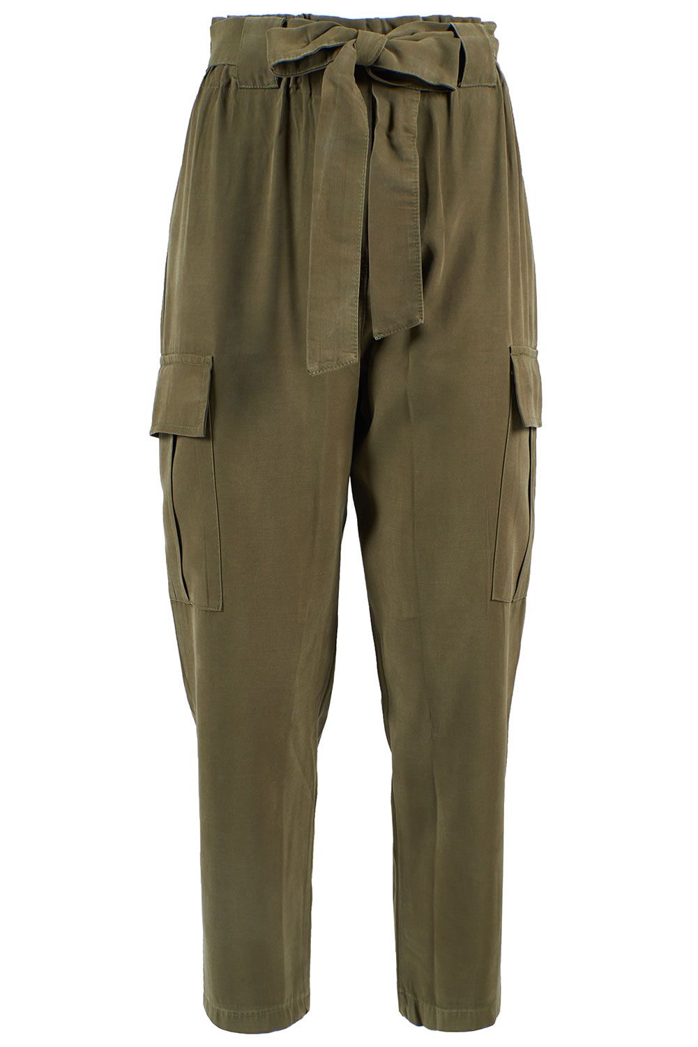 Green Viscose Blend Comfort-Fit Pants