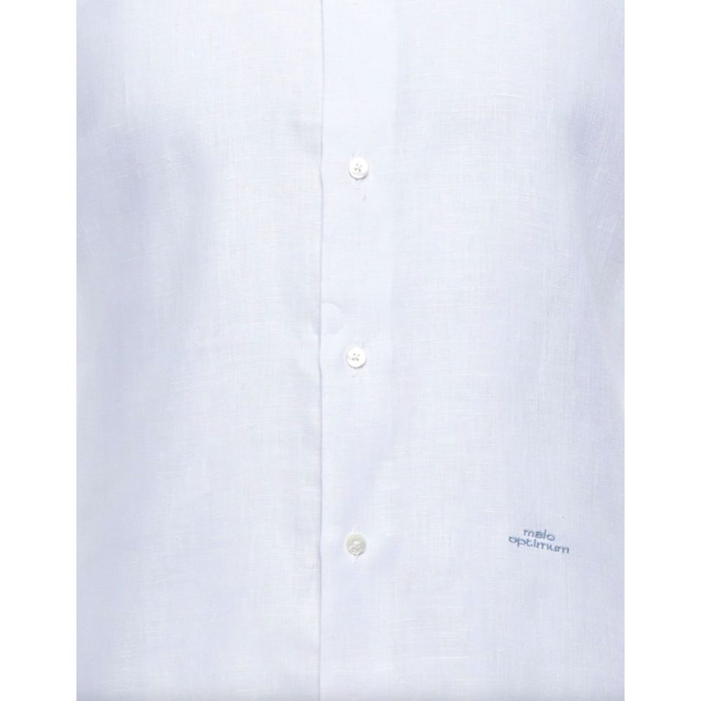 Elegant White Linen Long Sleeve Shirt