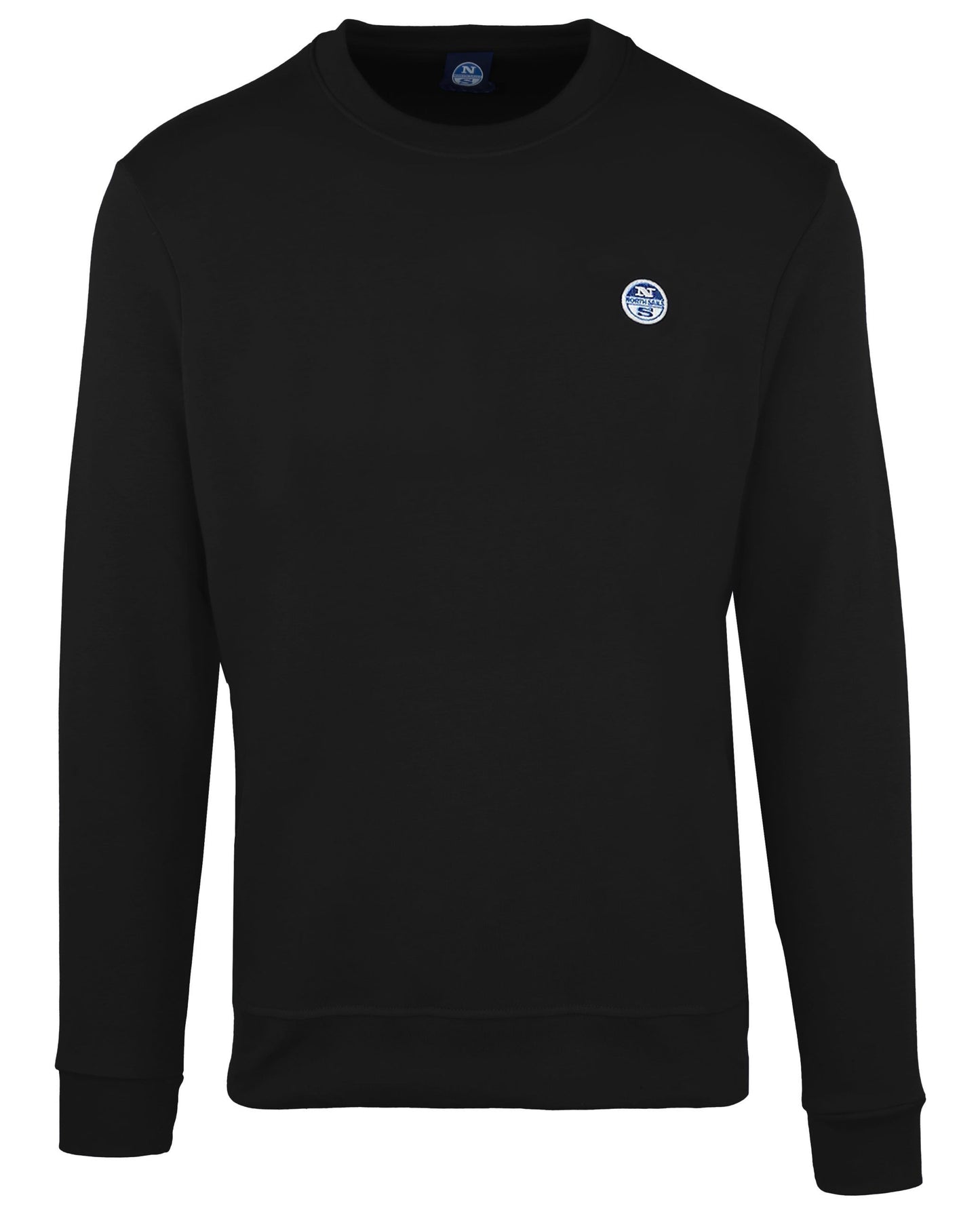 Elegant Black Crewneck Logo Patch Sweatshirt