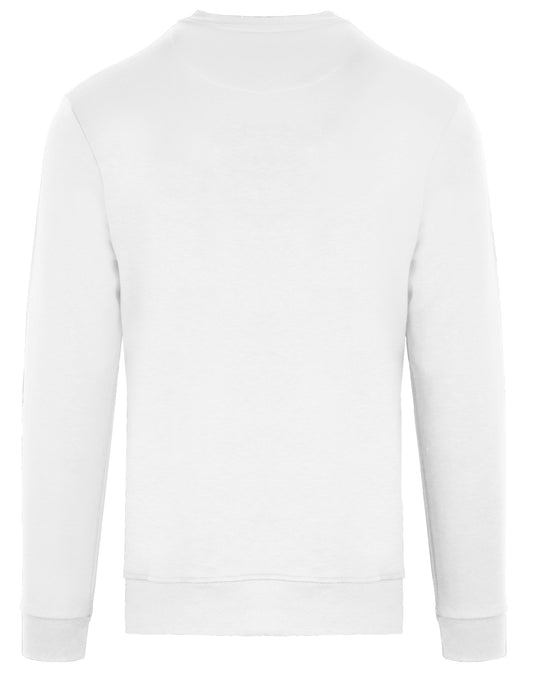 Chic White Crewneck Cotton Blend Sweatshirt