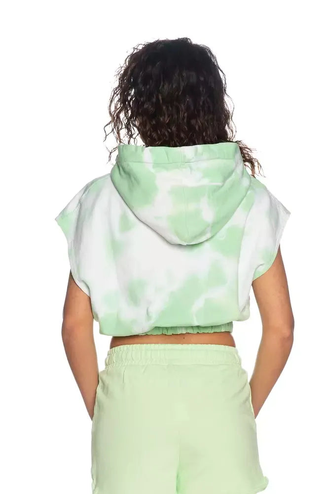 Apple Green Brushed Tie-Dye Sleeveless Hoodie