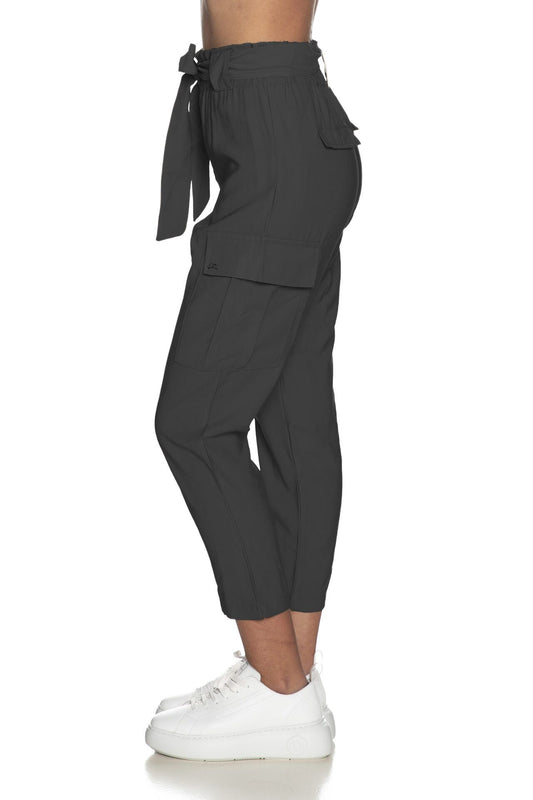 Chic Black Viscose Blend Cargo Pants