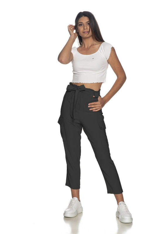 Chic Black Viscose Blend Cargo Pants