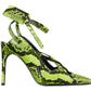 Fluo Yellow Python-Print Calfskin Pumps