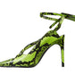 Fluo Yellow Python-Print Calfskin Pumps