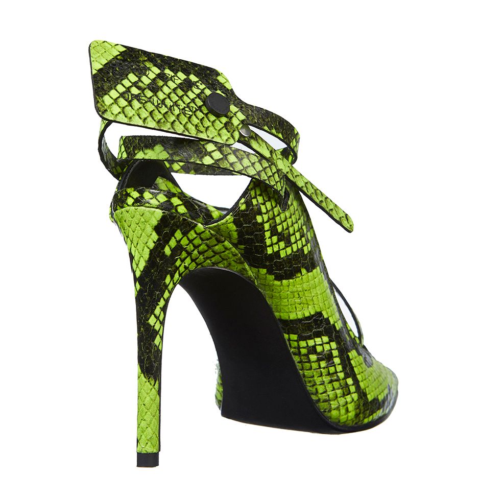 Fluo Yellow Python-Print Calfskin Pumps