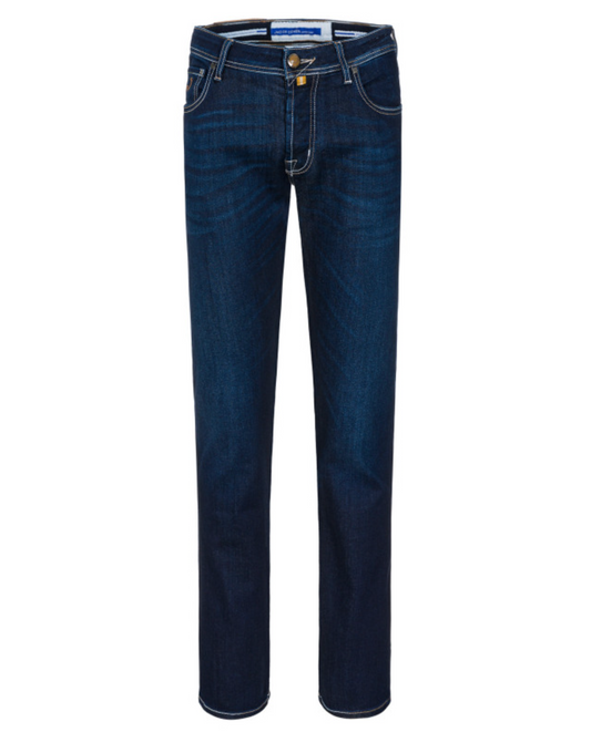 Elegant Dark Blue Slim-Fit Denim