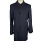 Elegant Blue Virgin Wool Trench Coat
