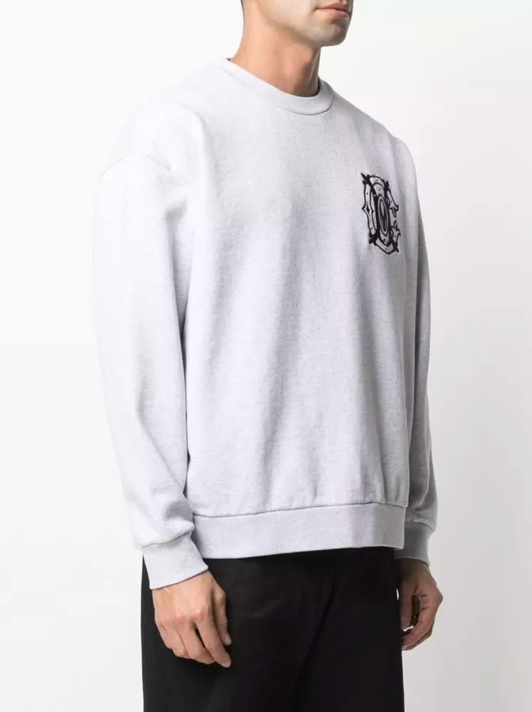 Embroidered Logo Grey Crewneck Sweatshirt